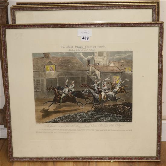 After Henry Alken, set of four colour aquatints, The First Steeple Chase on Record, overall 50 x 55cm